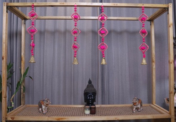 128a Pink prism side hangings - Image 1