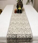 Monochrome Elegance Block Printed Table Runner