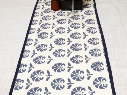 Indigo Bloom Block Printed Table Runner