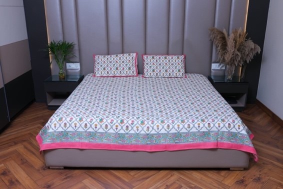 741 Floral Rhapsody Jute Bedsheet Set - Image 1