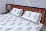 Monochrome Elegance Jute Bedsheet Set - Image 6