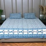 Blue Blossom Jute Bedsheet Set