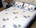 Blue Elephant Cotton Bedsheet Set