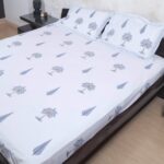 Blue Palm Trees Cotton Bedsheet Set